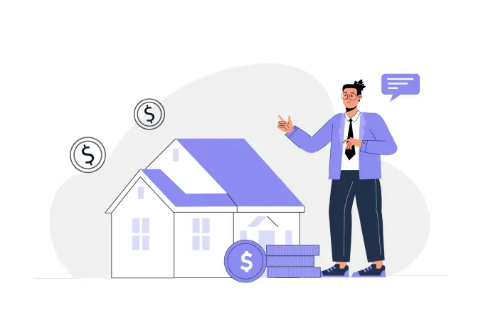 Real Estate Investment Flat 2D Character Cartoon Illustration image